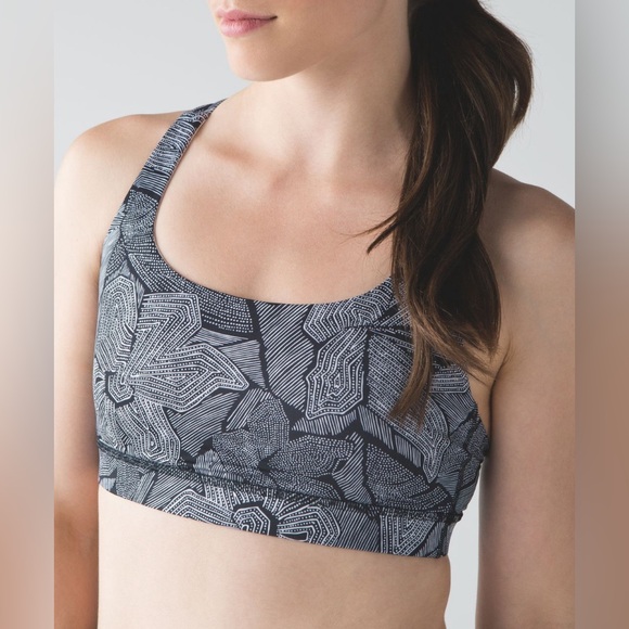 Lululemon Women’s Energy Sports Bra in Mini Dottie Tribe Black White Size 10 - Picture 3 of 11